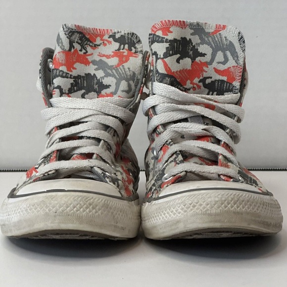 Converse All Star Chuck Taylor Dinosaurs Junior US SZ 2 Orange/Grey HighTop - Picture 13 of 13